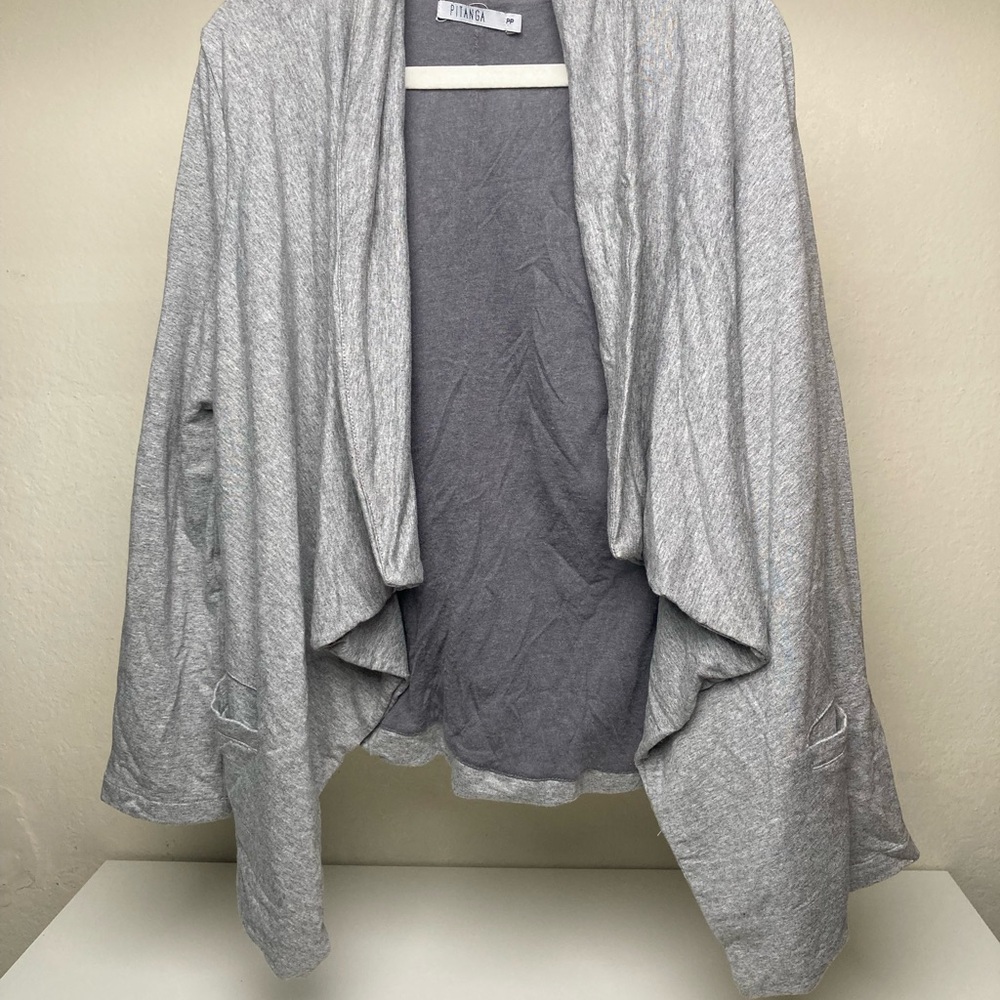 Light Gray Draped Open Front Cardigan
